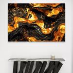 Gold Black Abstract Glass Wall Art, Tempered Printing, Modern Decor