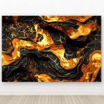 Gold Black Abstract Glass Wall Art, Tempered Printing, Modern Decor