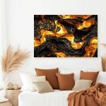 Gold Black Abstract Glass Wall Art, Tempered Printing, Modern Decor