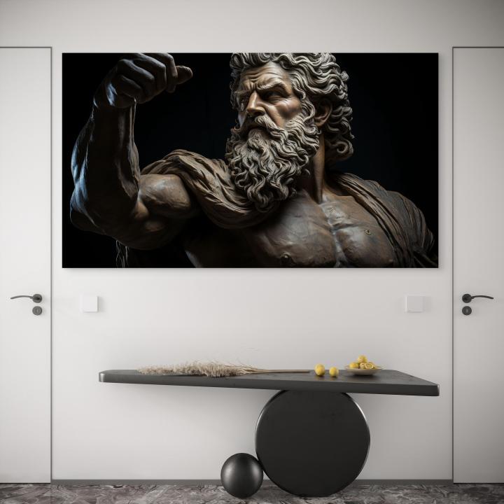 Zeus Glass Wall Art, Greek Mythology Decor, King of Gods Tempered Glass Print