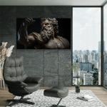 Zeus Glass Wall Art, Greek Mythology Decor, King of Gods Tempered Glass Print