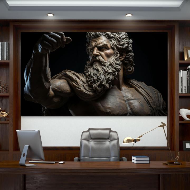 Zeus Glass Wall Art, Greek Mythology Decor, King of Gods Tempered Glass Print