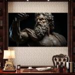 Zeus Glass Wall Art, Greek Mythology Decor, King of Gods Tempered Glass Print