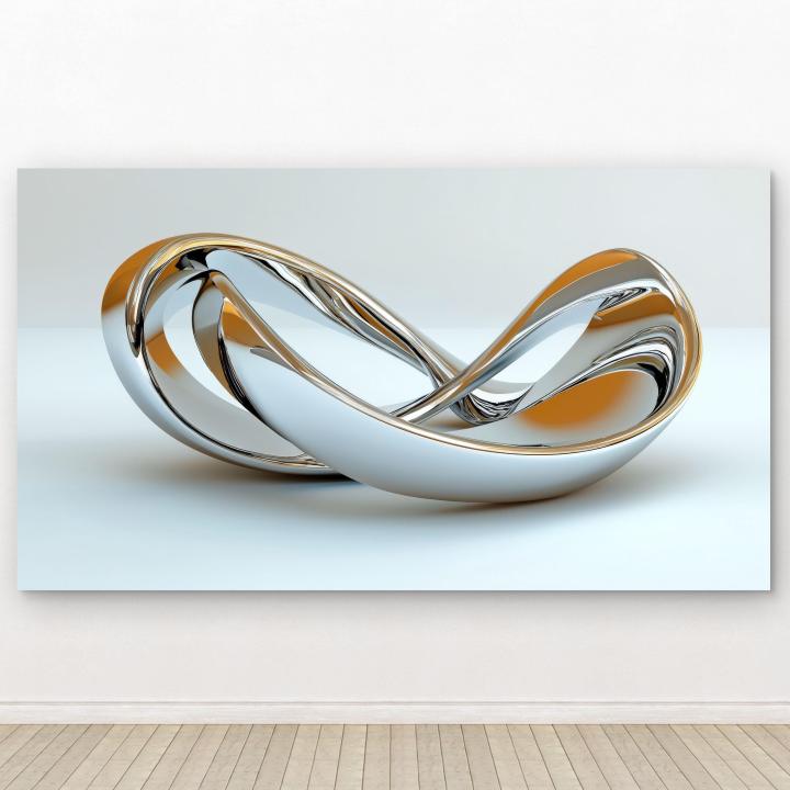 3D Metallic Glass Wall Art, Silver Abstract Sculpture, Modern Office Decor