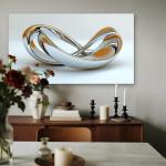 3D Metallic Glass Wall Art, Silver Abstract Sculpture, Modern Office Decor