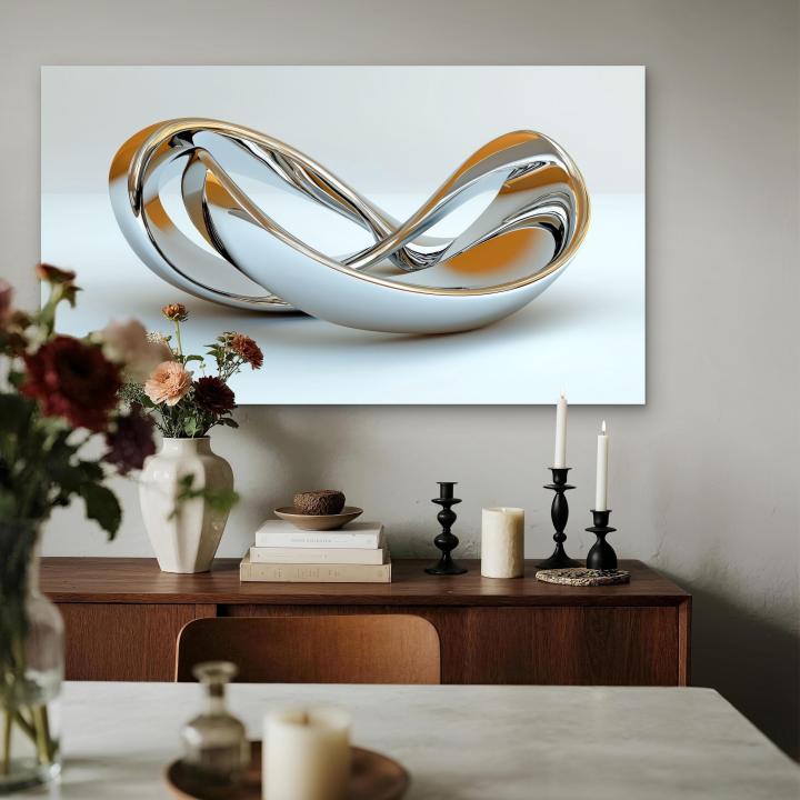 3D Metallic Glass Wall Art, Silver Abstract Sculpture, Modern Office Decor
