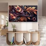Decorative Tempered Glass Artwork , UV Printed Floral Wall Decor