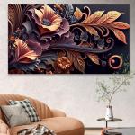 Decorative Tempered Glass Artwork , UV Printed Floral Wall Decor