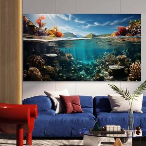 Tempered Glass Wall Art, Ocean Reef Coral Scene, Underwater Sea Life Decor