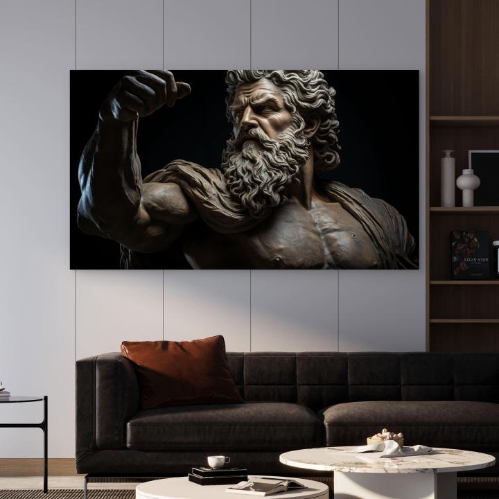 Zeus Glass Wall Art, Greek Mythology Decor, King of Gods Tempered Glass Print