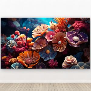 Colorful Coral Garden Glass Wall Art, Underwater Flowers Decor, Tempered Glass Print