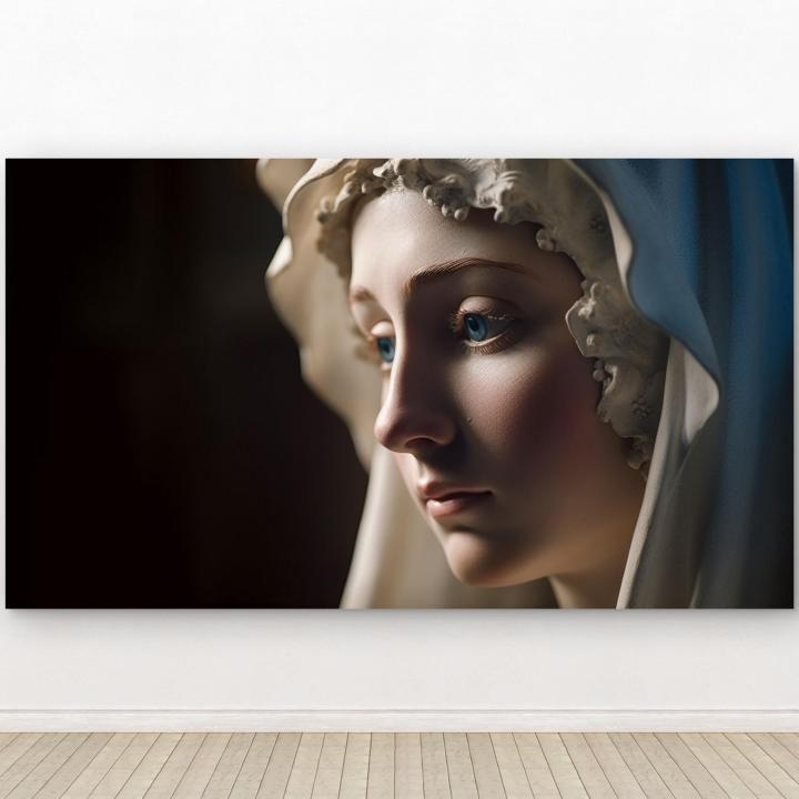 Virgin Mary Glass Wall Art, Blessed Mother Portrait, Tempered Glass Printing, Catholic Home Decor