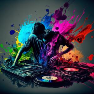 Neon Paint Splash DJ Tempered Glass Wall Art, Electronic Music Studio Decor, Vibrant Color Explosion Home Decor, Musician Gif