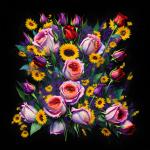 Oversized Baroque Style Rich Flowers Glass Tableau,Tempered Glass Art,Floral Design