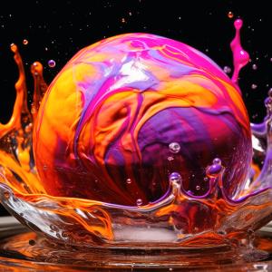 Tempered Glass Wall Art – Neon Liquid Splash, Large Abstract Fluid Panel