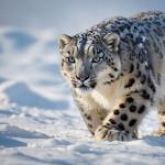 Powerful Snow Leopard Tempered Glass Print, HD Quality Wild Animal Decor