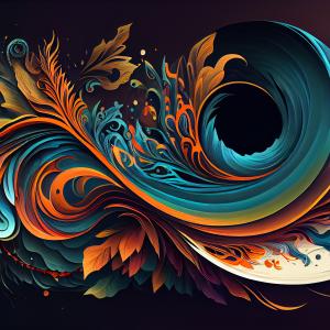 Luxury Teal Orange Swirl Effect Tempered Glass Panel - Statement Piece for Living Room/Office