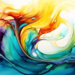 Large Tempered Glass Art Vibrant Fluid Paint and Wave Art Warm Abstract Decor