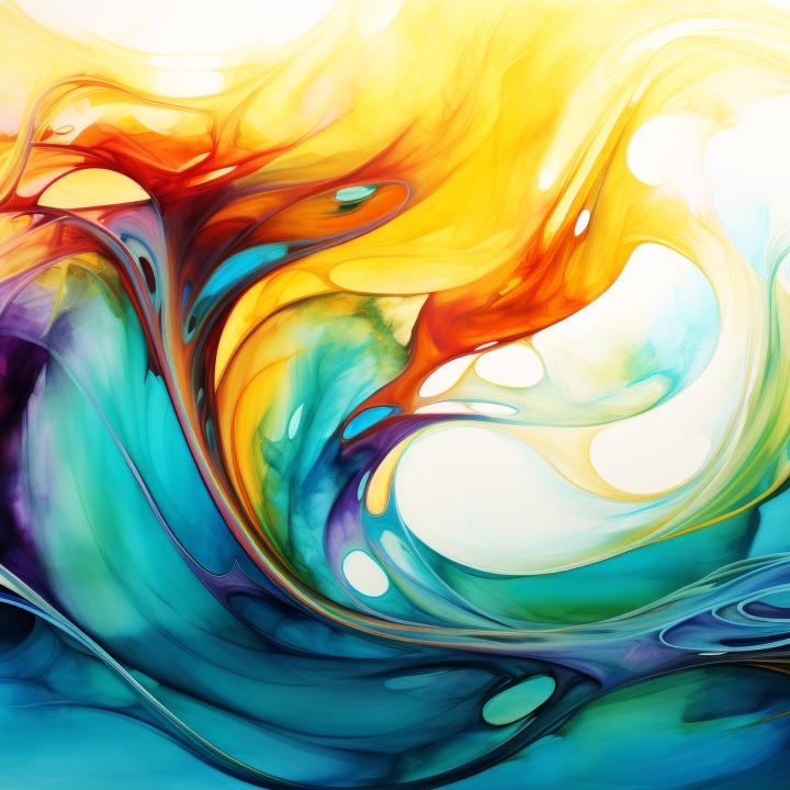 Large Tempered Glass Art Vibrant Fluid Paint and Wave Art Warm Abstract Decor