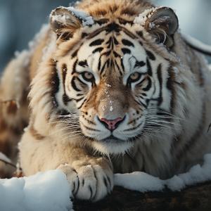 Majestic Tiger Tempered Glass Print: Winter Wildlife Wall Art, Large Size