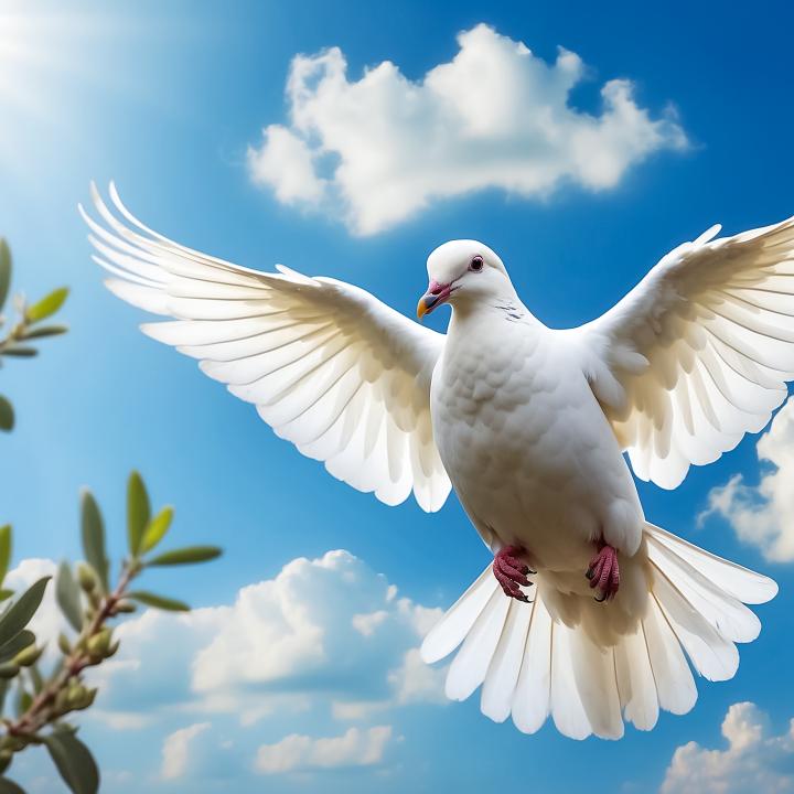 Symbol of Peace,Glossy Tempered Glass Print of Flying White Dove,Spiritual Wall Decor