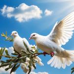 Doves of Peace Tempered Glass Wall Art: Sunny Sky Decor, Large Size
