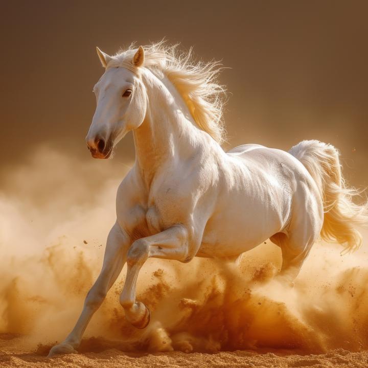 White Horse Tempered Glass Wall Art: Elegant Animal Decor, Large Size