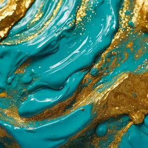 Teal and Gold: Oversized Abstract Acrylic Texture Tempered Glass Art, Luxury Marble Effect