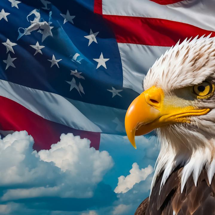 Eagle & USA Flag Tempered Glass Wall Art: Patriotic Decor