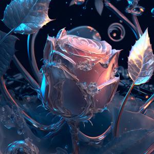 Dark Aesthetic Rose Tempered Glass Panel | Modern Abstract Flower Decor
