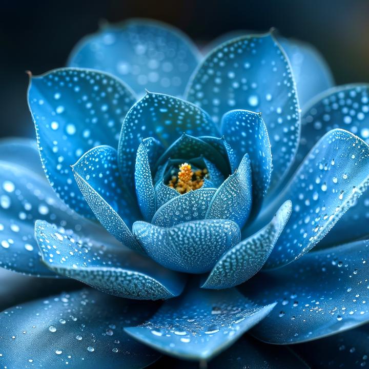 Blue Echeveria Succulent Glass Art | Modern Botanical Decor,Large UV Print