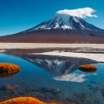 Tempered Glass Wall Art: Snowy Volcano & Crystal Lake Reflection - Large Landscape Print