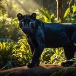 Powerful Panther Silhouette Tempered Print | Nature Forest Wall Decor, Oversize Tropical Decor