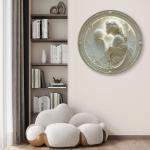 Moon Goddess Embossed Art,Elegant Female Figure Tempered Glass Wall Art,3D Relief Effect Round