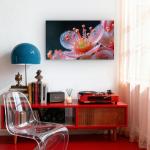 Pink Flower with Dew Drops – Tempered Glass Wall Art | Modern Home Decor | Glossy Glass Artwork