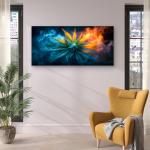 Tempered Glass Wall Art Cannabis Leaf, Fire and Ice Smoke Effect
