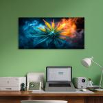 Tempered Glass Wall Art Cannabis Leaf, Fire and Ice Smoke Effect