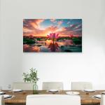 Lotus Flower Tempered Glass Wall Art, Sunset Zen Decor,Large