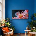 Pink Flower with Dew Drops – Tempered Glass Wall Art | Modern Home Decor | Glossy Glass Artwork