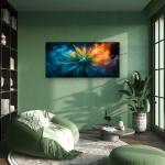 Tempered Glass Wall Art Cannabis Leaf, Fire and Ice Smoke Effect