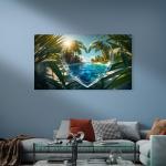 Heart-Shaped Beach Sunset Tempered Glass Wall Art