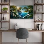 Heart-Shaped Beach Sunset Tempered Glass Wall Art