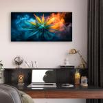 Tempered Glass Wall Art Cannabis Leaf, Fire and Ice Smoke Effect