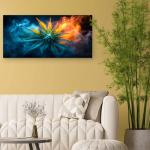 Tempered Glass Wall Art Cannabis Leaf, Fire and Ice Smoke Effect