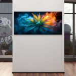 Tempered Glass Wall Art Cannabis Leaf, Fire and Ice Smoke Effect