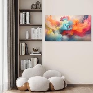 Colorful Abstract Smoke Glass Wall Art,Vibrant Ink Cloud Decor,Tempered Glass