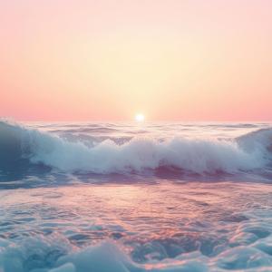 Sunset and Waves Tempered Glass Wall Art – Pastel Ocean Landscape, Calm Sea Wall Decor