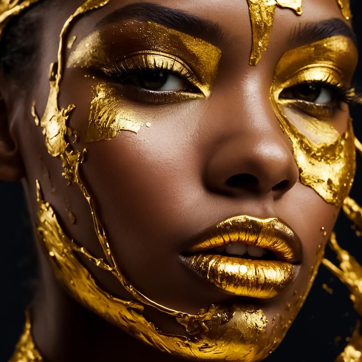 Metallic Face Gold Metallic Face Art Print – Afrocentric Beauty Portrait for Modern ...