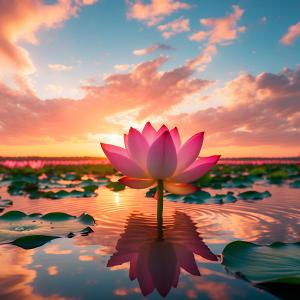 Lotus Flower Tempered Glass Wall Art, Sunset Zen Decor,Large