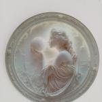 Moon Goddess Embossed Art,Elegant Female Figure Tempered Glass Wall Art,3D Relief Effect Round